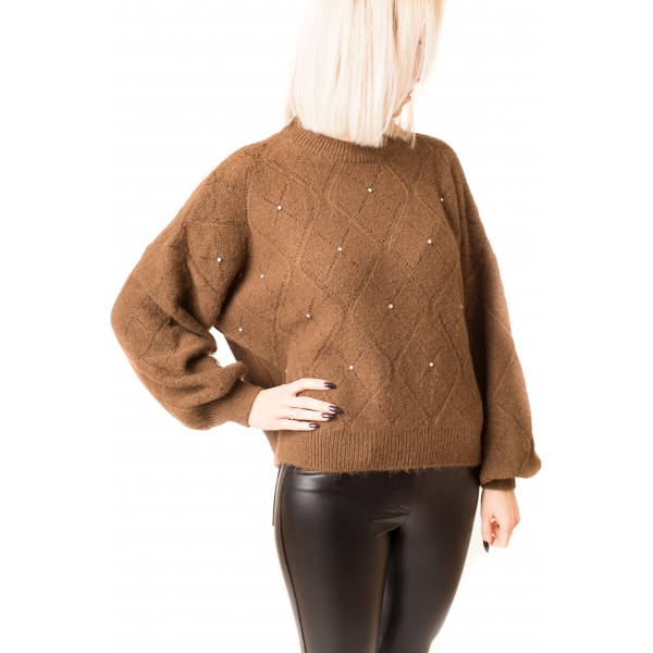 Sweter oversize, brązowy 1