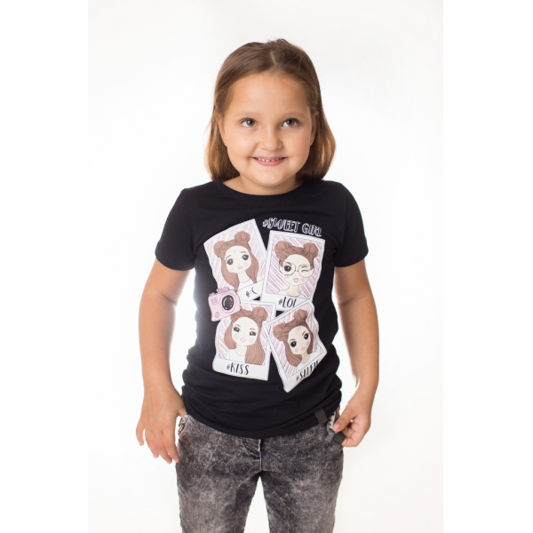 Czarny t - shirt z aplikacją All for kids, czarna 1