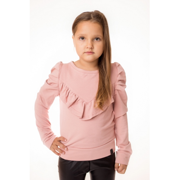 Bluza z falbanką All for kids, pudrowa 1