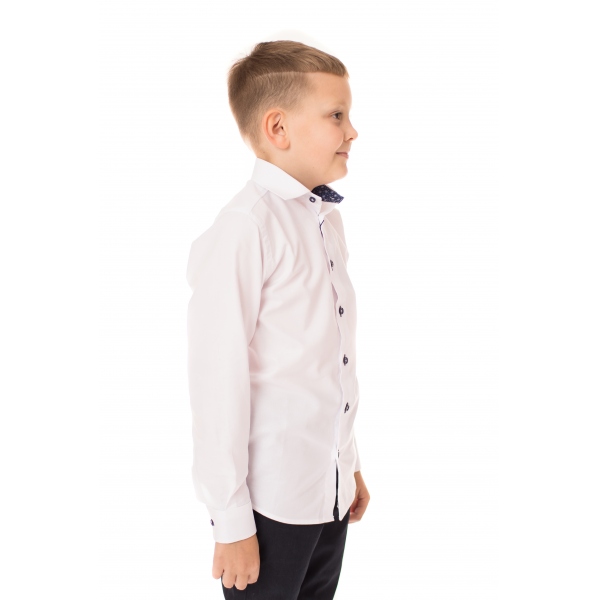 Elegancka koszula z wzorem, biała z ozdobnymi guzikami 1