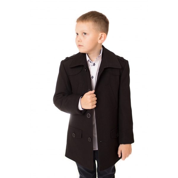 Elegancki płaszcz chłopięcy, czarny 1
