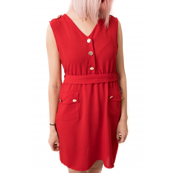 Letnia sukienka z kieszonkami, czerwona 1